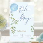 Globo celeste: Encantadora invitación ¡Oh boy!