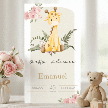 Jirafa Baby Shower Rosa Elegante