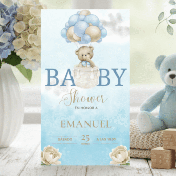 Nubes y Globos: Invitaciones para un Baby Shower de Ensueño