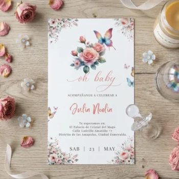 Invitación para Baby Shower Tema Mariposa