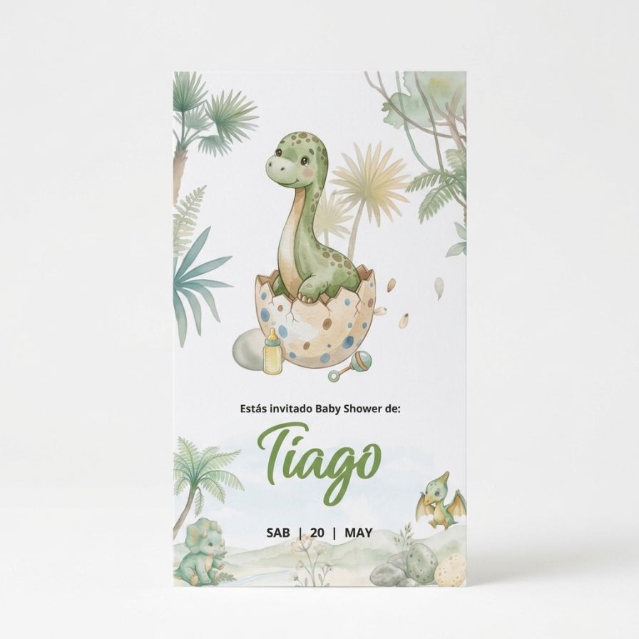 Invitación Digital Baby Shower Dinosaurio Bebé Neutro - Festa Baby 5